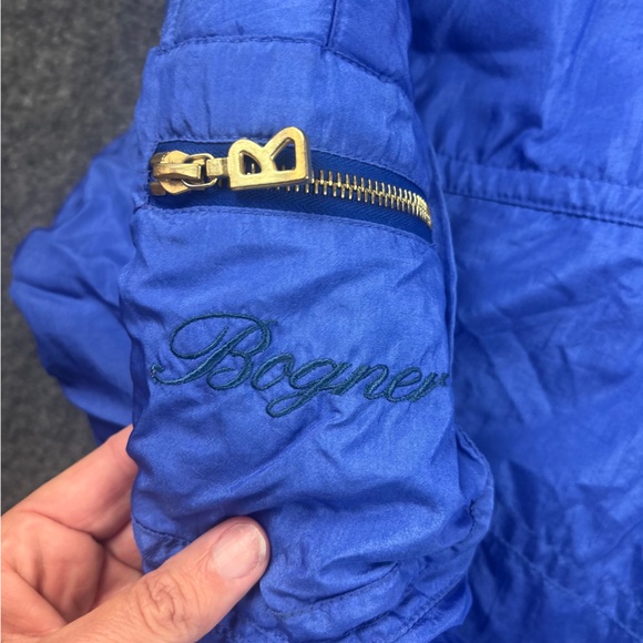 BOGNER Women’s Royal Blue Vintage Ski Winter Jacket w/Racoon Fur Hood Size: 10 - Picture 6 of 12
